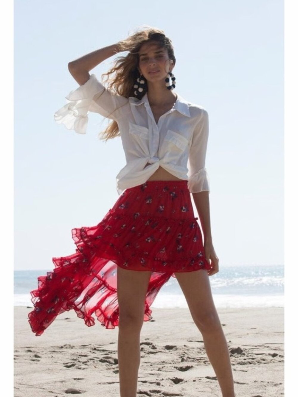Misa Los Angeles Revolve Camelia Red Floral Skirt sz S